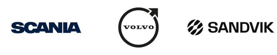 Kundlogotyper Scania, Volvo, Sandvik